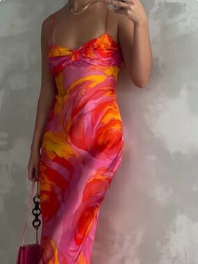 Mirae Dallas Maxi Dress Vibrant Pink & Yellow